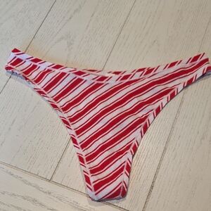 Victoria's Secret Pink  Red And White Striped Thong Panty Brand New Tag Fell Off